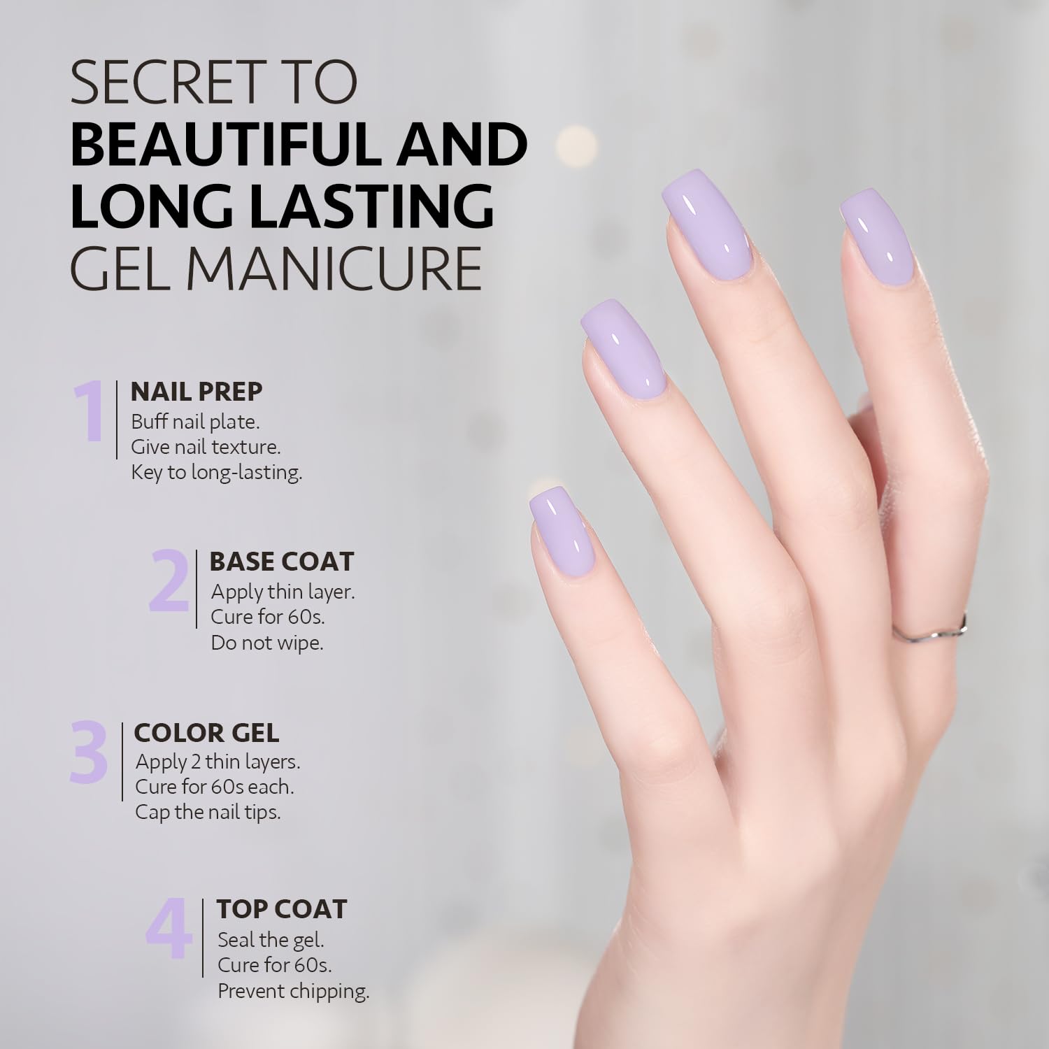 Dreamy lavender nails with a subtle shimmer, inspired by hazy summer evenings.

